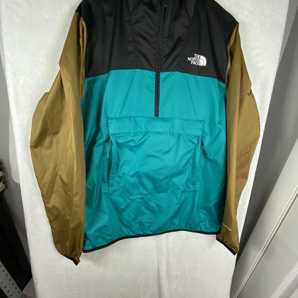 The North Face Windwall Jacket Mens Medium Teal Hooded 1/4 Zip Anorak Pullover